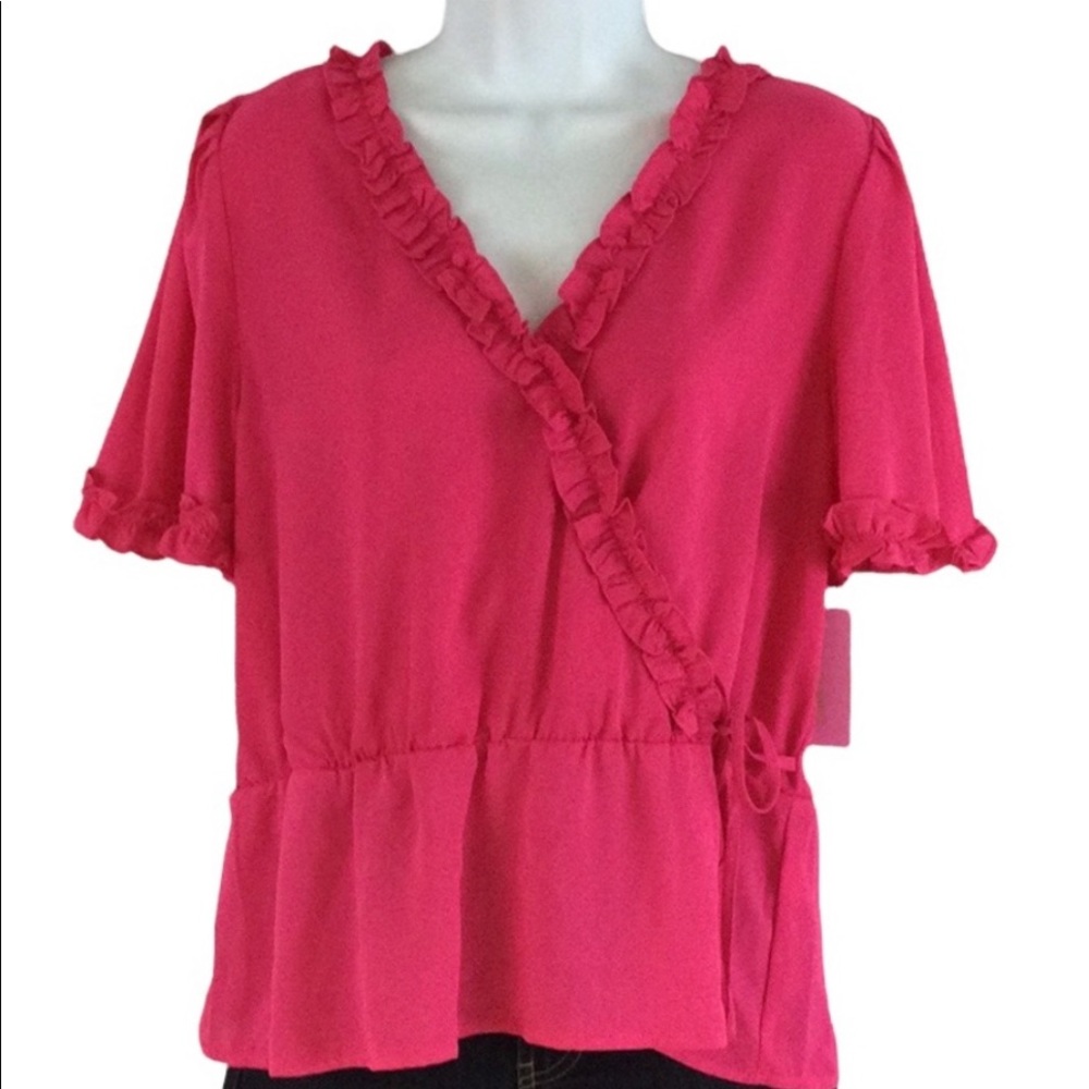 Riley & Rae wrapped blouse hot pink new w tag size Small